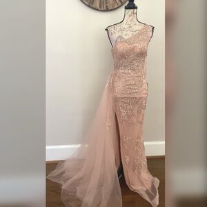 New sparkly rose gold prom dress, evening gown, formal dress or ball gown
